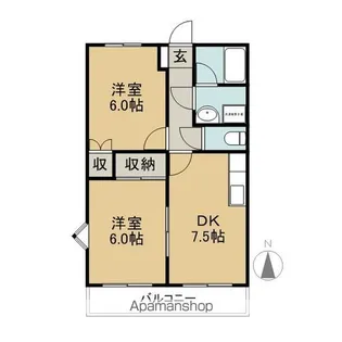 ミートファインB【1階】の間取り